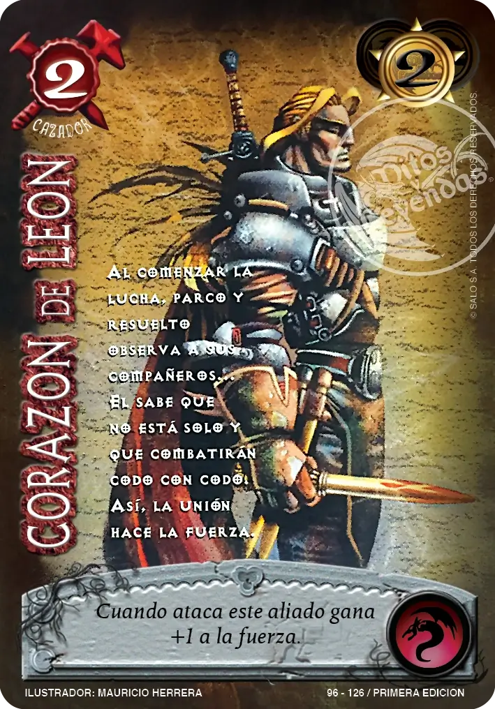 corazon de leon myl venta de cartas mitos y leyendas primera era